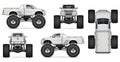 Realistic monster truck vector mock-up Royalty Free Stock Photo