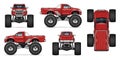 Realistic monster truck vector mock-up