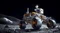 Realistic Moon Astronaut Views Lunar Rover. Generative AI Royalty Free Stock Photo