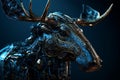 Realistic Moose Robot Head with Superb Detail and Cinematic Lighting in 3D