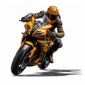 Realistic Motorcycle Racer In Vibrant Orange Paint Scheme