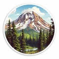 Realistic Mount Rainier Circle Sticker Detailed Die Cut Decal