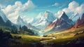 Realistic Mountain Landscape for Video Games and Digital Art.