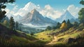 Realistic Mountain Landscape for Video Games and Digital Art.