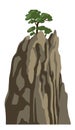 Realistic mountain with a tree on top. Rocky chinese mountain for asian landscape.