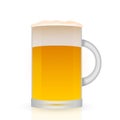 Realistic mug of beer isolated on white. Light lager beer froth and bubbles vector illustration. Oktoberfest theme Royalty Free Stock Photo