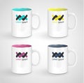 Realistic mugs, vector illustration