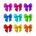 Realistic multicolor bows collection.