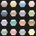 Realistic multicolored buttons. Glossy glass and chrome web buttons. Royalty Free Stock Photo