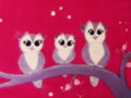 Three cute owls Royalty Free Stock Photo