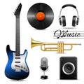 Realistic music icons set Royalty Free Stock Photo