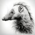 Realistic Musk Anteater Portrait Tattoo Drawing In High Contrast Royalty Free Stock Photo