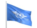 ICAO International Civil Aviation Organization flag waving on white background, close up, isolated. 3D render