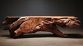 Realistic Natural Wood Coffee Table With Sculptural Expression