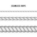 Realistic nautical twisted rope knots. Seamless rope. Vector illustration Royalty Free Stock Photo