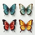 Realistic Neoclassical Butterflies In Vibrant Colors Royalty Free Stock Photo