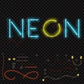 Realistic neon alphabet. Glowing font. Vector format Royalty Free Stock Photo