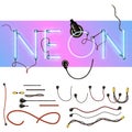 Realistic neon alphabet. Glowing font. Vector format