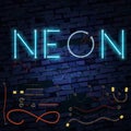 Realistic neon alphabet. Glowing font. Vector format Royalty Free Stock Photo