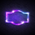 Realistic neon led lights frame. Game show signage