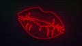 Realistic neon mouth for decoration and covering on the wall background.