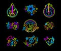 Realistic neon music for pubs and clubs Royalty Free Stock Photo