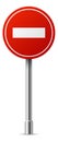 Realistic no enter sign. Red round road circle board
