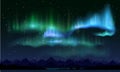 Realistic northern lights, vector illustration. Aurora borealis poster, banner template.