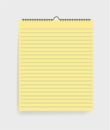 Realistic notebook with lines in mockup style. Blank notepad with spiral. Template of empty sketchbook on grey background. vector