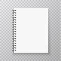 Realistic Notebook mockup. Copybook with metallic silver spiral. Blank mock up with shadow. Vector illustration.