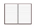 Realistic notebook in mockup style. Blank notepad with spiral. Template of empty notepad with lines on white background. vector e