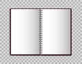 Realistic notebook in mockup style. Open blank notepad with spiral. Template of empty notepad on isolated background.vector eps10