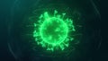 Realistic Novel Coronavirus 2019-nCov in green digital grid. Asian Flu outbreak