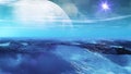 Realistic Ocean on Exoplanet, Abstract Background 3D rendering