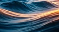 Realistic ocean waves with golden light reflecting on the deep blue water surface Royalty Free Stock Photo