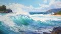 Realistic Ocean Waves Painting By Zohar Flax: Waimea Bay, Oahu