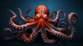 Realistic Octopus Tentacles: Hyper-detailed Renderings In Red And Cyan