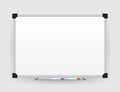 Realistic office Whiteboard. Empty whiteboard with marker pens. Vector stock illustration Royalty Free Stock Photo