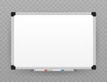 Realistic office Whiteboard. Empty whiteboard with marker pens. Vector stock illustration Royalty Free Stock Photo