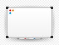 Realistic office Whiteboard. Empty whiteboard with marker pens. Vector stock illustration Royalty Free Stock Photo