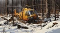 Realistic Oil Painting Of A Helicopter In The Woods Royalty Free Stock Photo