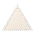 Realistic old blank post stamp in triangle shape with paper texture isolated on white Royalty Free Stock Photo