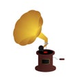 Realistic old gramophone. Illustration of the good old music of the gramophone. First music on vinyl. Vector illustration