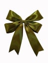 Olive green Satin Ribbon hair accessories and gift decoration realistic look on white background.