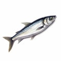 Realistic Olive Sardine Illustration: Isolated Marine Painting In Traditional Chinese Style