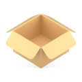 Realistic open cardboard box for things goods storage carrying diagonal placed 3d icon vector