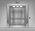 Realistic Open Chrome Metal Office Building Elevator Isolated on Background