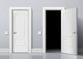 Realistic Open And Closed White Entrance Doors