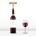 Realistic Open Red Wine Bottle With Wine Glass Isolated On White Royalty Free Stock Photo
