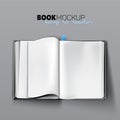 Realistic opened empty book mockup with blank white pages